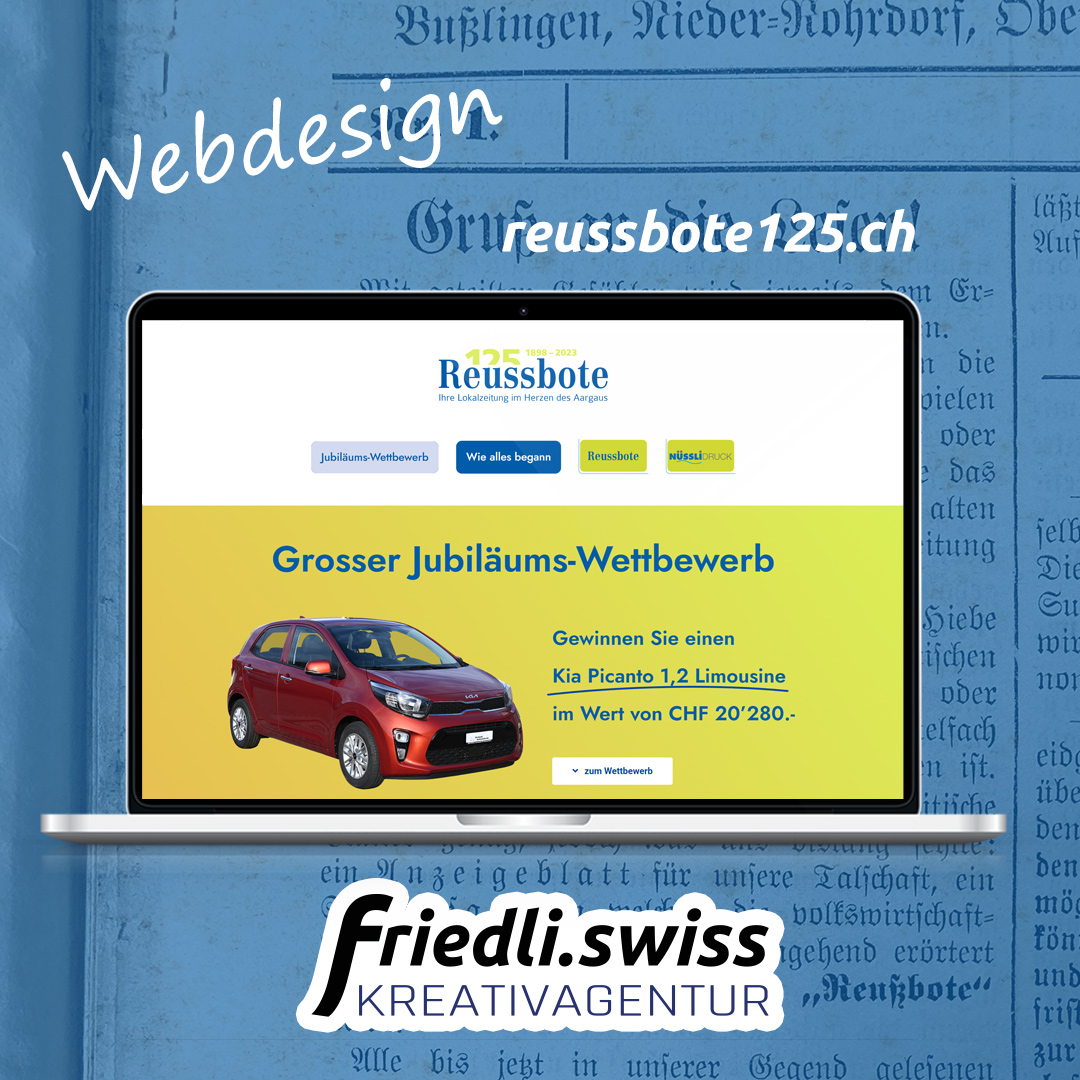Webdesign - Website für grosser Jubiläumswettbewerb Reussbote 125 Jahre