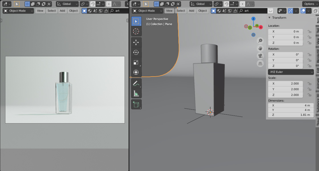 3D Produktdesign - Visualisierung Eau de toilette
